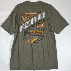 tultex Arizona Graphic T-Shirt Men’s L Heather Military Green Outdoors Cott/Poly